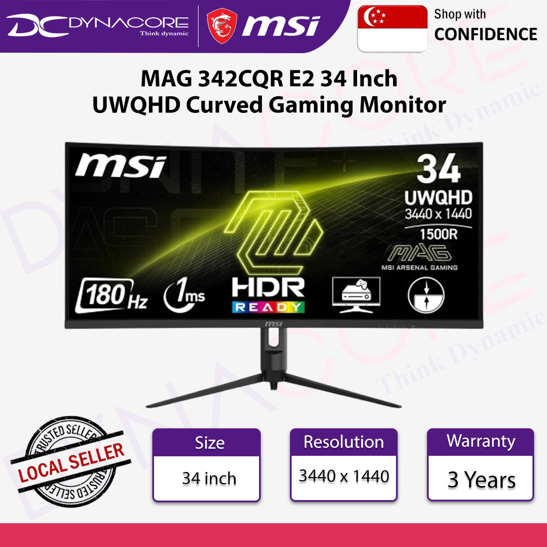 MSI MAG 342CQR E2 34 Inch UWQHD Curved Gaming Monitor 180 Hz / 1ms -MSIMAG342CQRE2