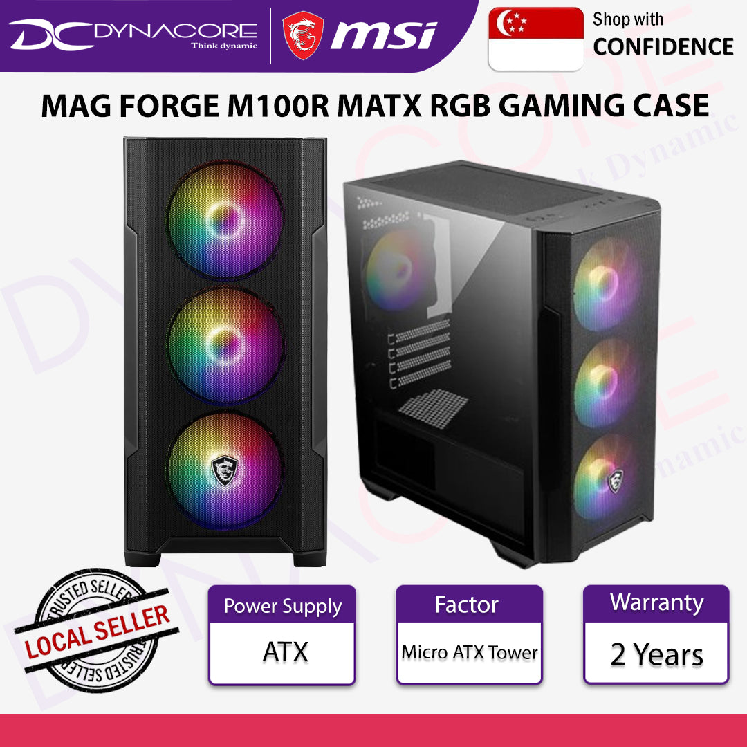 MSI MAG FORGE M100R MATX RGB GAMING CASE - BLACK-MSIMAGFORGEM100R