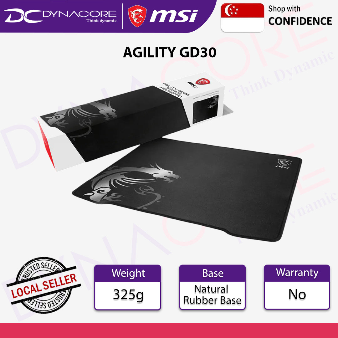 MSI Agility GD30 Natural Rubber Base Gaming Mousepad - Medium - MSIAGILITYGD30