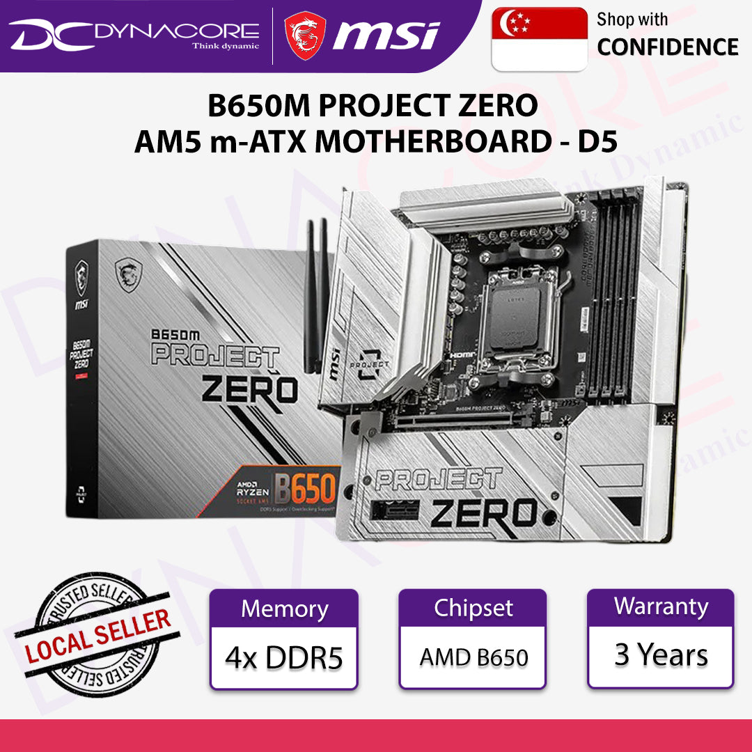 MSI B650M PROJECT ZERO AM5 m-ATX MOTHERBOARD - D5 - MSIB650MPROJECTZERO