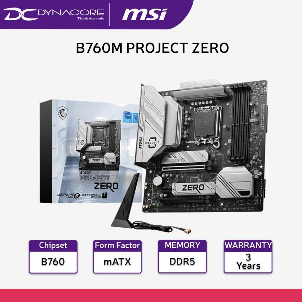 MSI PROJECT ZERO m-ATX MOTHERBOARD - D5-MSIB760MPROJECTZERO