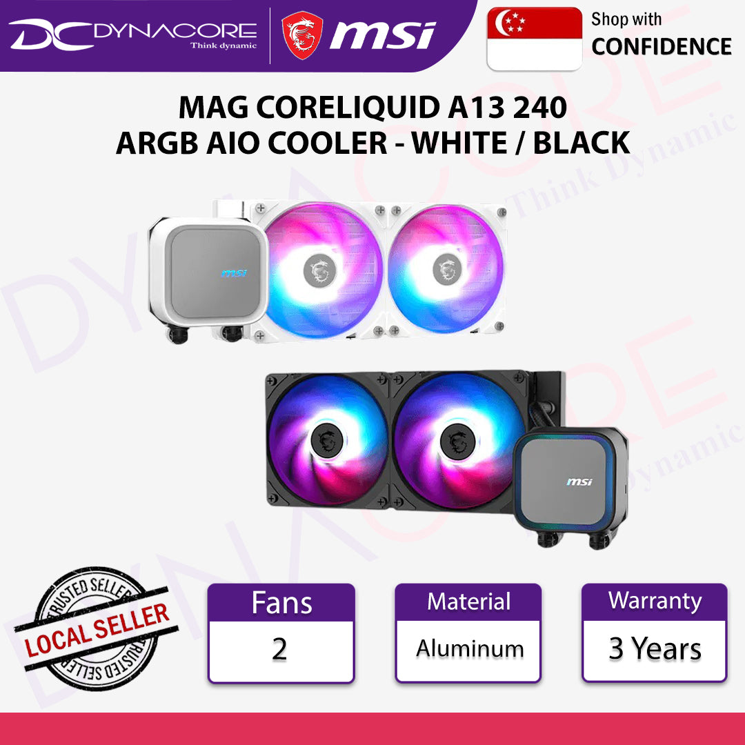 MSI MAG CORELIQUID A13 240 ARGB AIO COOLER - WHITE / BLACK