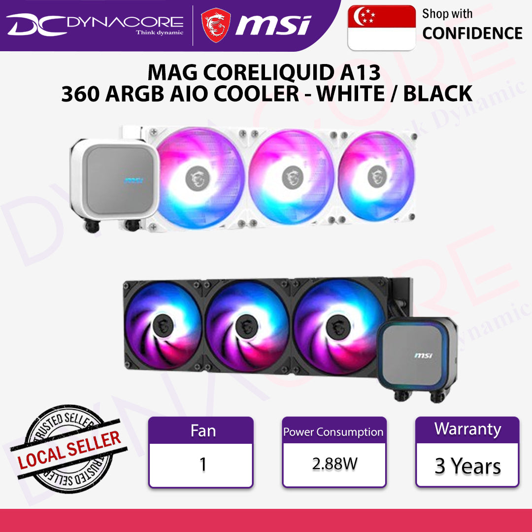 MSI MAG CORELIQUID A13 360 ARGB AIO COOLER - WHITE / BLACK