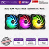 MSI MAG MAX F12A-3 RGB 120mm Fan 3 Pack, A-RGB, Hydro Bearing, 4-pin PWM, Anti-Vibration, Mystic Light Extension - MSIMAGMAXF12A3
