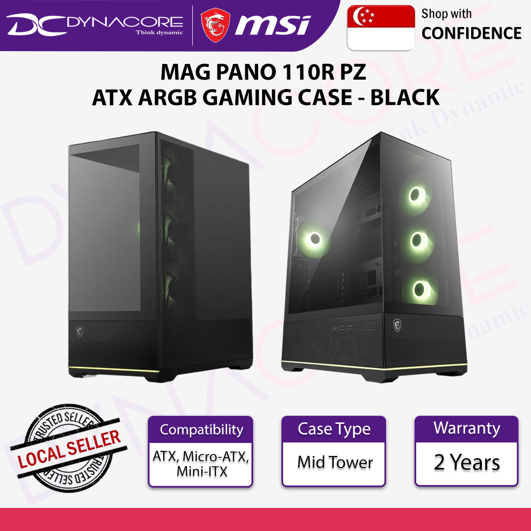 MSI MAG PANO 110R PZ ATX ARGB GAMING CASE - BLACK - MSIMAGPANO110RPZ
