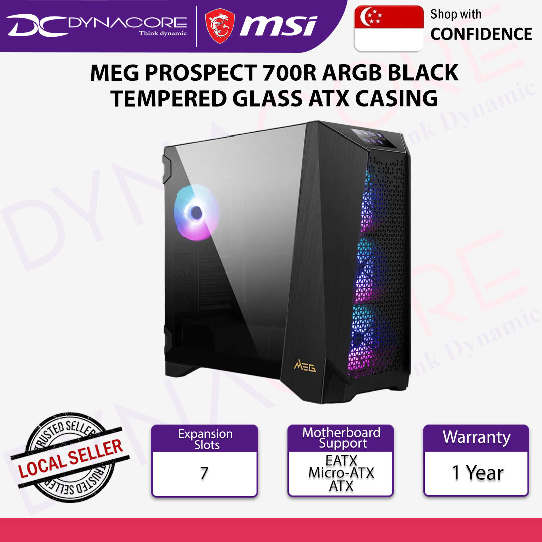 MSI MEG Prospect 700R Full Tower Gaming PC BLACK Tempered Glass ATX CASING - MSIMEGPROSPECT700R