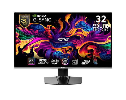 MSI MPG 321URX QD-OLED, 32" 4K UHD Quantum Dot OLED Gaming Monitor, 3840 x 2160, 0.03ms, 240Hz, HDR 400, 90W USB Type C - MSIMPG321URXQDOLED