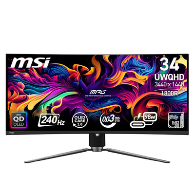 MSI MPG 341CQPX QD-OLED 34 Inch 2K UWQHD Curved Gaming Monitor - 3440 x 1440(21:9) QD-OLED Panel, 240Hz / 0.03ms - MSIMPG341CQPXQDOLED
