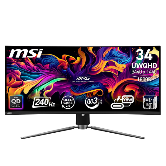 MSI MPG 341CQPX QD-OLED 34 Inch 2K UWQHD Curved Gaming Monitor - 3440 x 1440(21:9) QD-OLED Panel, 240Hz / 0.03ms - MSIMPG341CQPXQDOLED
