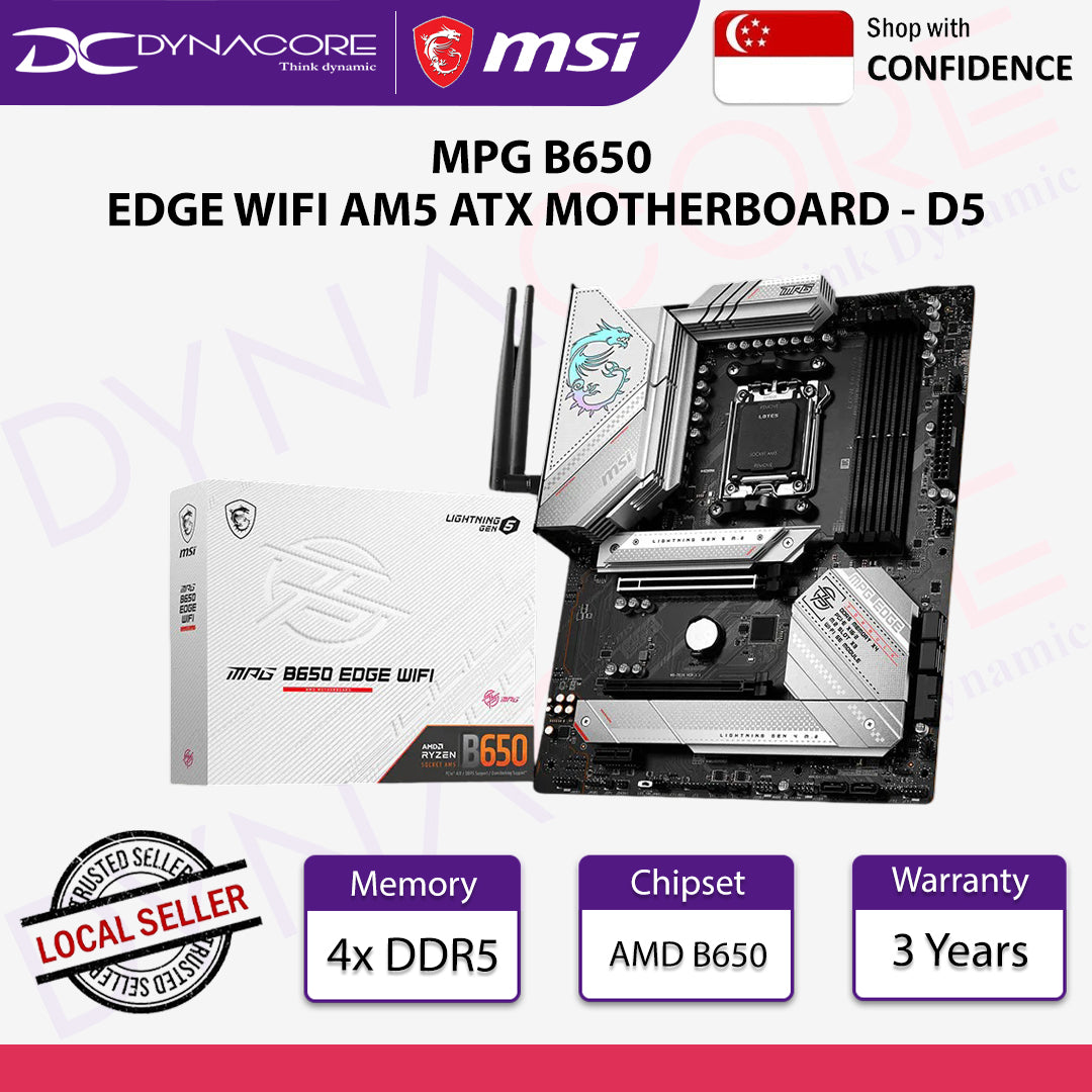 MSI MPG B650 EDGE WIFI AM5 ATX MOTHERBOARD - D5 - MSIMPGB650EDGEWIFI