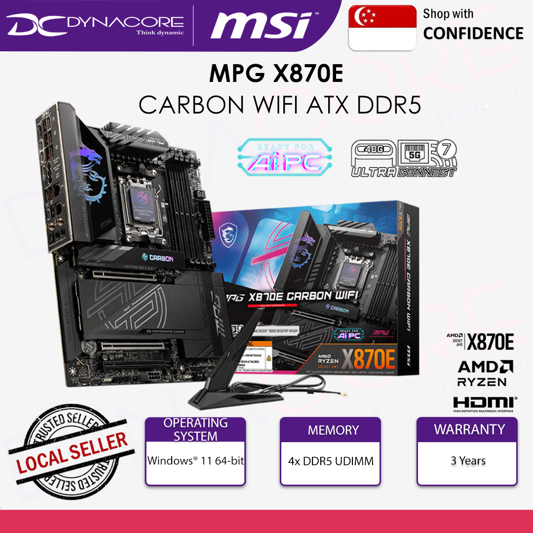MSI MPG X870E CARBON WIFI AM5 ATX MOTHERBOARD - D5 - MSIMPGX870ECARBONWIFI