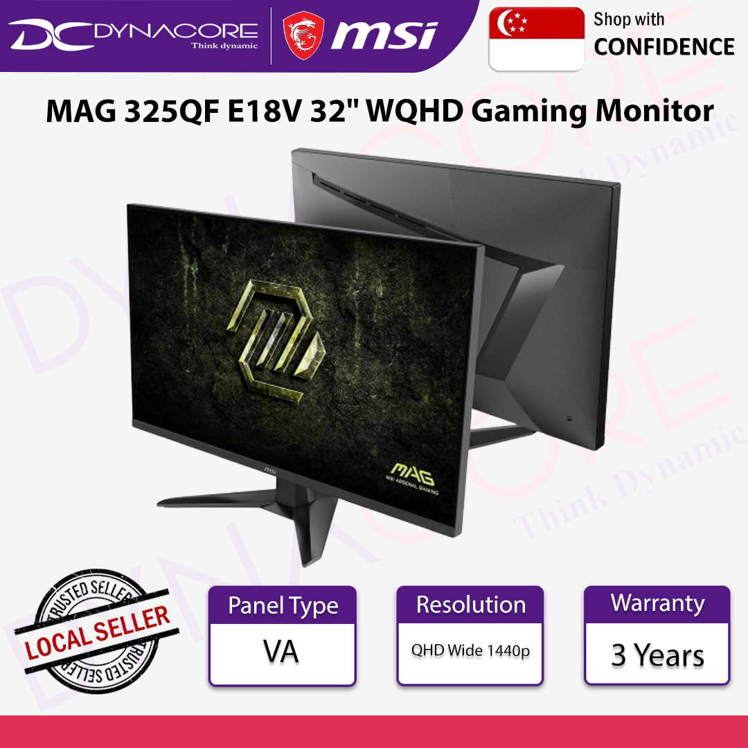 MSI MAG 325QF E18V 32" WQHD Gaming Monitor -Rapid VA 2560 x 1440 Panel, 180 Hz /0.5 ms, HDR Ready, Eye Care,HDMI - MSIMAG325QFE18V