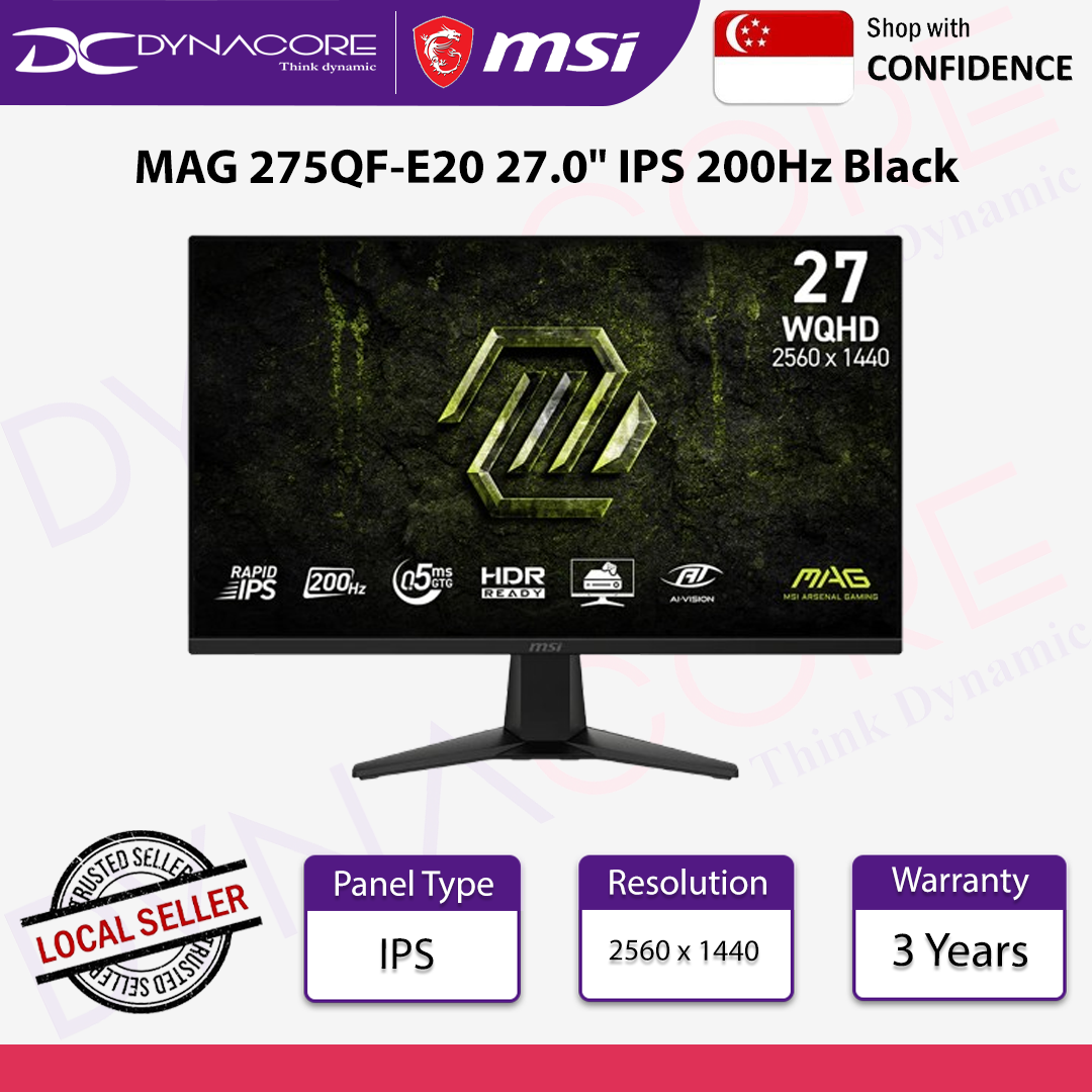 MSI MAG 275QF E20 27" Rapid IPS WQHD 200Hz Gaming Monitor - MSIMAG275QFE20