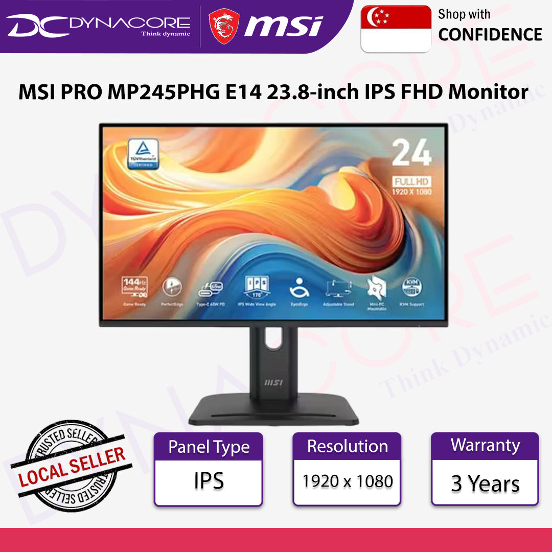 MSI PRO MP245PHG E14 23.8-inch IPS FHD Monitor 144Hz,1ms- MSIPROMP245PHGE14