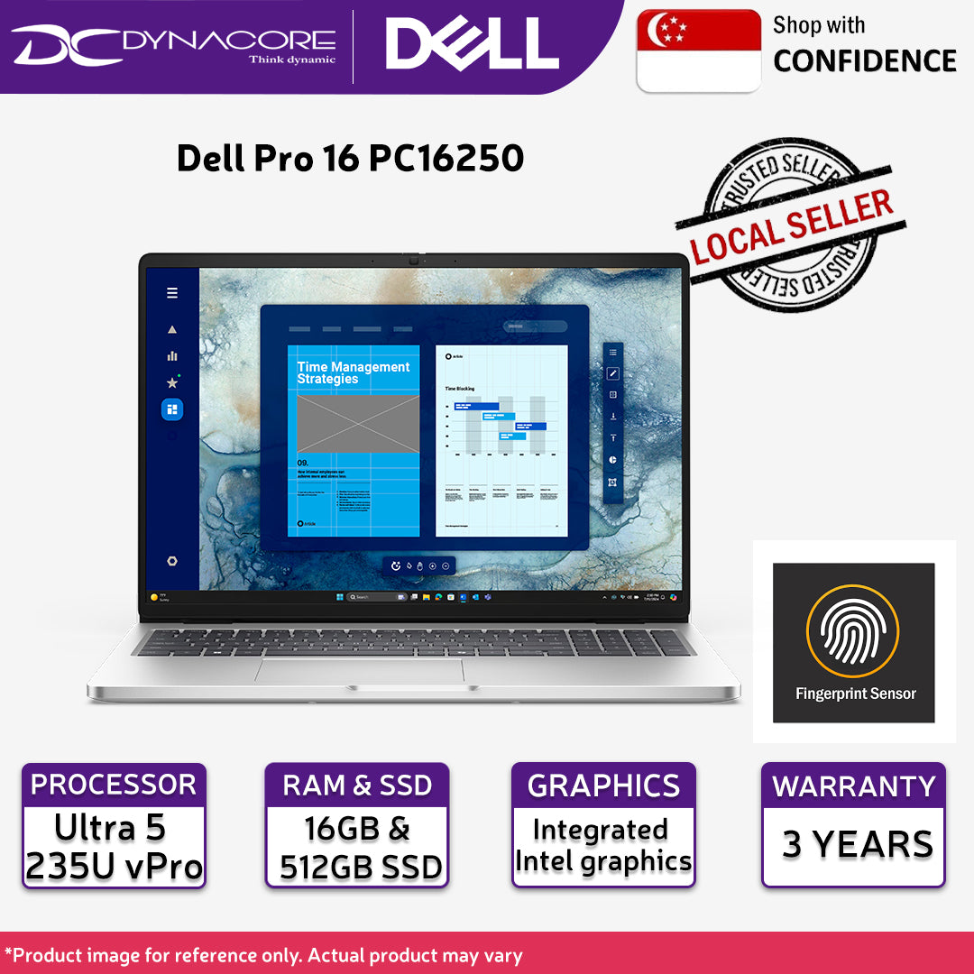 Dell Pro 16 PC16250 Business Laptop (Ultra 5 235U vPro/16" FHD+ /16GB RAM/ 512GB SSD/Integrated Intel graphics/ WIN 11 PRO) - DELLPRO16_PC16250_U516512