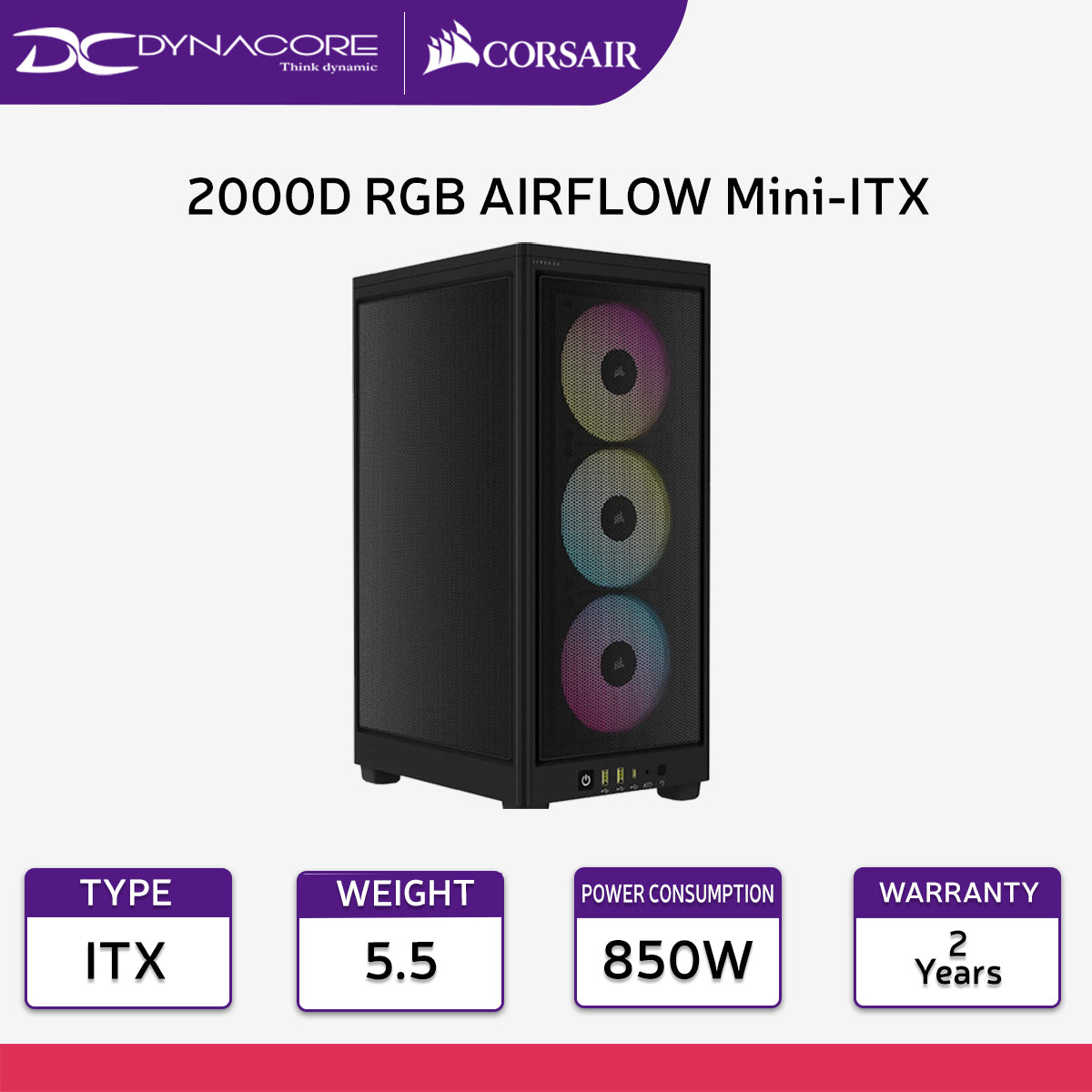 Corsair 2000D RGB AIRFLOW Mini-ITX PC Case - Black - CRiCUE2000DBK