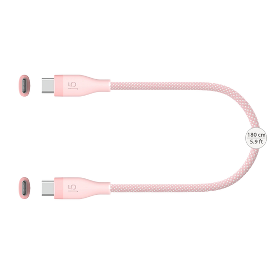 J5 Create USB-C 60W Ultra Soft Double-Braided Fast Charging Cable (Misty Rose) - JUCX18L18R. 180 cm cable length, 480Mbps - 4712795088519