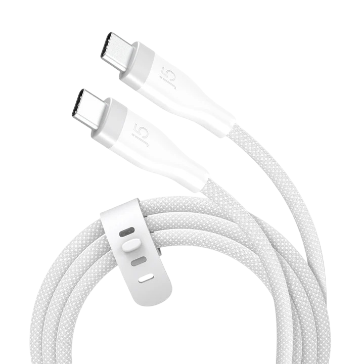 J5create USB-C 60W Ultra Soft Double-Braided Fast Charging Cable Pure White 5.9 ft 180 cm 480Mbps - 4712795088502
