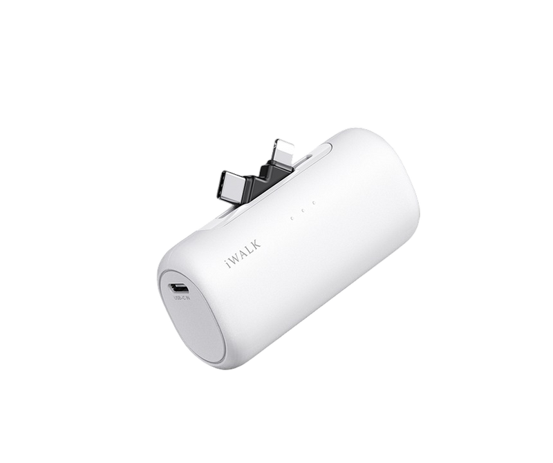iWALK LinkPod Switch | USB-C and Lightning Plug Portable Charger 5000mAh Fast Charge - WHITE - 6952015430935