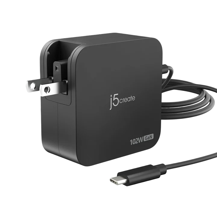 J5create 102W GaN PD USB-C® 2-Port Charger with Changeable AC Plugs - JUP25102V - 4712795088342