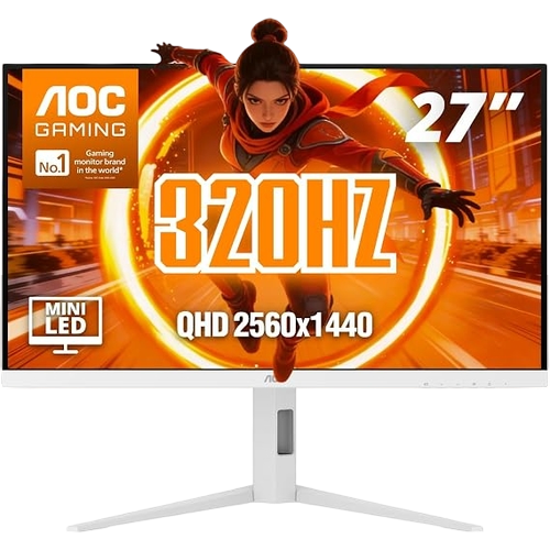 AOC Gaming Monitor 27" Q27G4SLM/WS with 320Hz refresh rate QHD 2560x1440 resolution IPS panel Mini LED support 3-year warranty - AOCQ27G4SLM/WS
