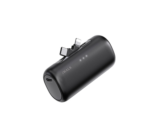 iWALK LinkPod Switch | USB-C and Lightning Plug Portable Charger 5000mAh Fast Charge - BLACK - 6952015430928