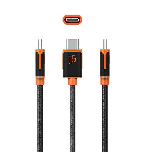 J5create USB-C™ to USB-C™ Sync & Charge Cable with a Braided Polyester Cover for High Durability - JUCX24 - 4712795083989
