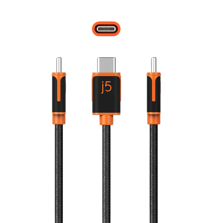 J5create USB-C™ to USB-C™ Sync & Charge Cable with a Braided Polyester Cover for High Durability - JUCX24 - 4712795083989