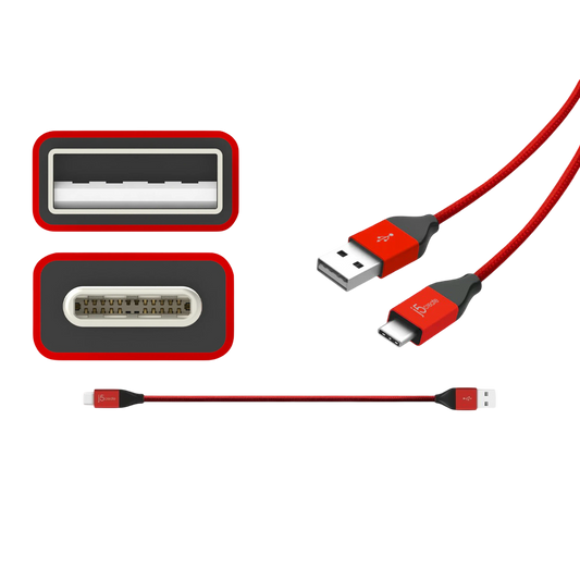 J5create USB Type-C to USB 2.0 Cable Red JUCX12RL | USB Type-C to USB Type-A | 480Mbps | 1 Year Warranty - 4712795083033