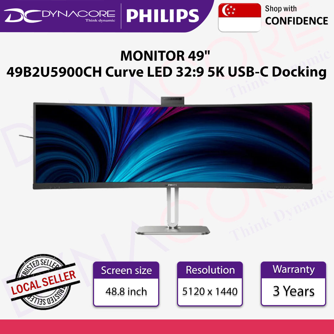 Philips 49B2U5900CH 49” VA 5120 x 1440 1800R Curved USB-C Docking monitor PD100W KVM with Built-in Speaker - PHI49B2U5900CH