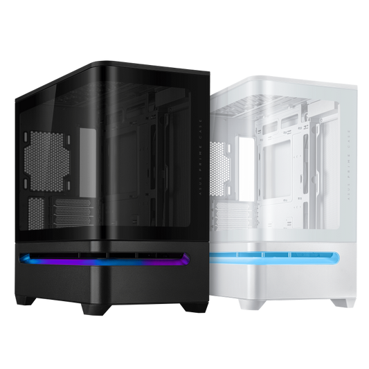 Asus Prime AP202 Tempered Curved Glass mATX PC Case - Black / White