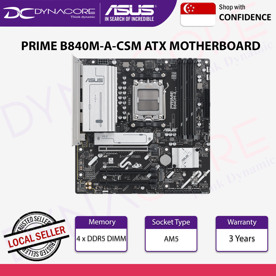 ASUS PRIME B840-A-CSM AM5 ATX MOTHERBOARD AMD Ryzen™ 9000 series processors - 197105797208