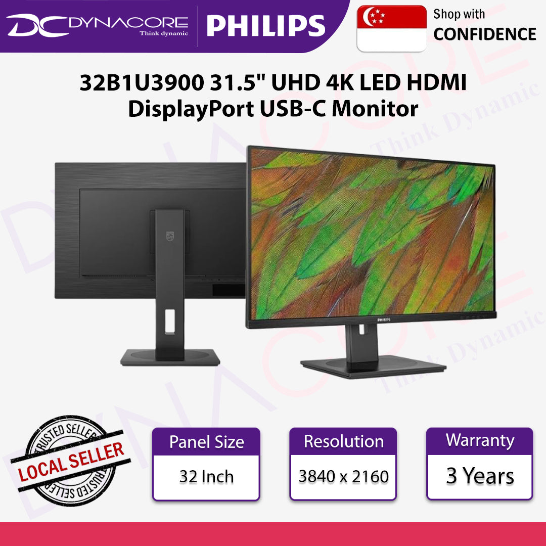 PHILIPS 32B1U3900 31.5" UHD 4K IPS LED 60Hz HDMI DisplayPort USB-C Monitor - PHI32BU3900