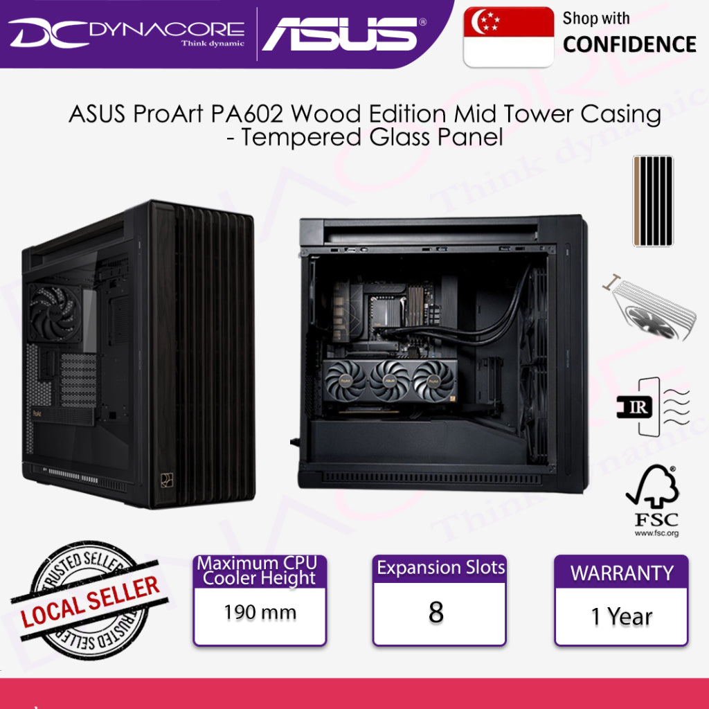 ASUS ProArt PA602 Wood Edition Mid Tower Casing - Tempered Glass Panel - 197105664401