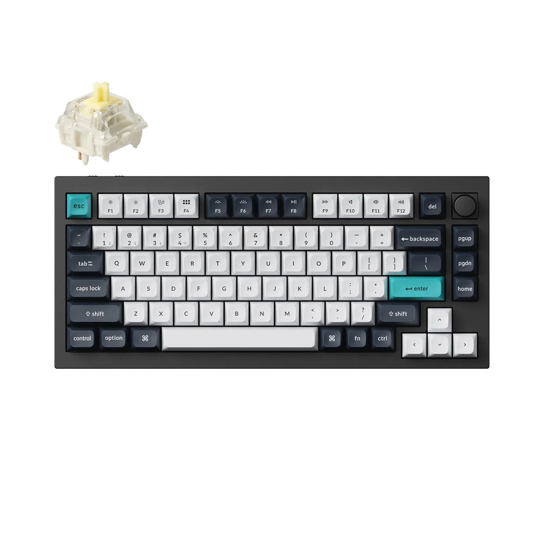 Keychron Q1 Max QMK/VIA Wireless Custom Mechanical Keyboard - Fully Assembled Knob - Carbon Black - Gateron Jupiter Red, Brown, Banana Switches - 4895248863304 / 4895248863311 / 4895248863328