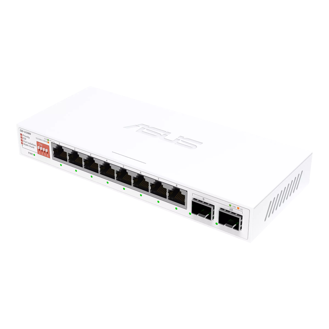 ASUS QG-U1080, 8-Port 2.5G and 2-Port 10G SFP+ Unmanaged Switch - 4711387868683