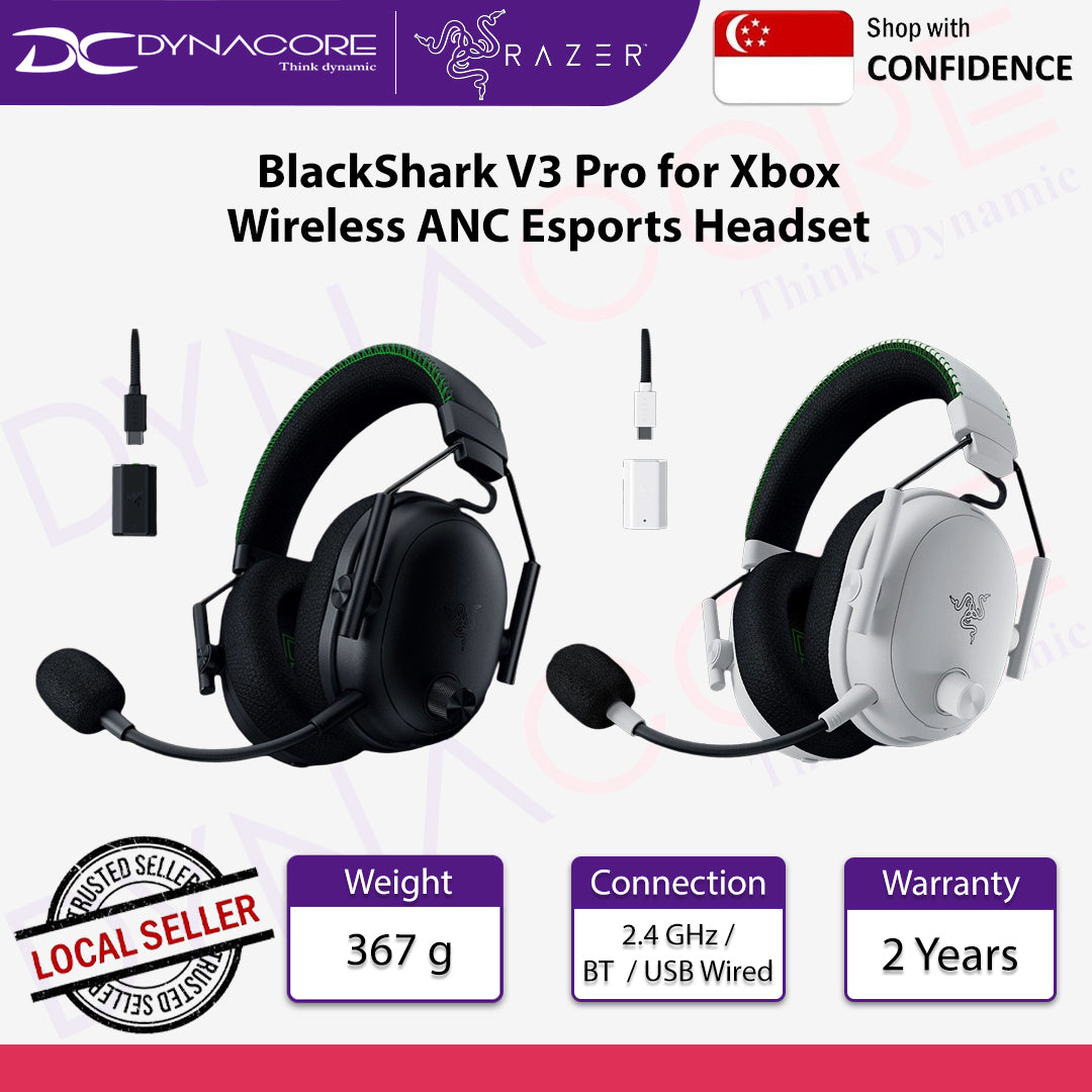 Razer BlackShark V3 Pro for Xbox Wireless ANC Esports Headset - Black / White - 8887910061190 / 8887910061213