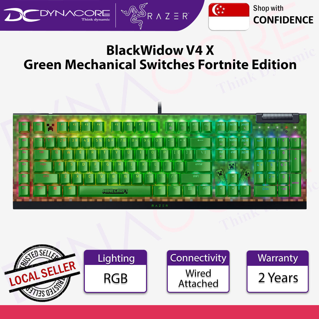 Razer BlackWidow V4 X Mechanical Gaming Keyboard Green Switches Minecraft Edition - 8887910072936