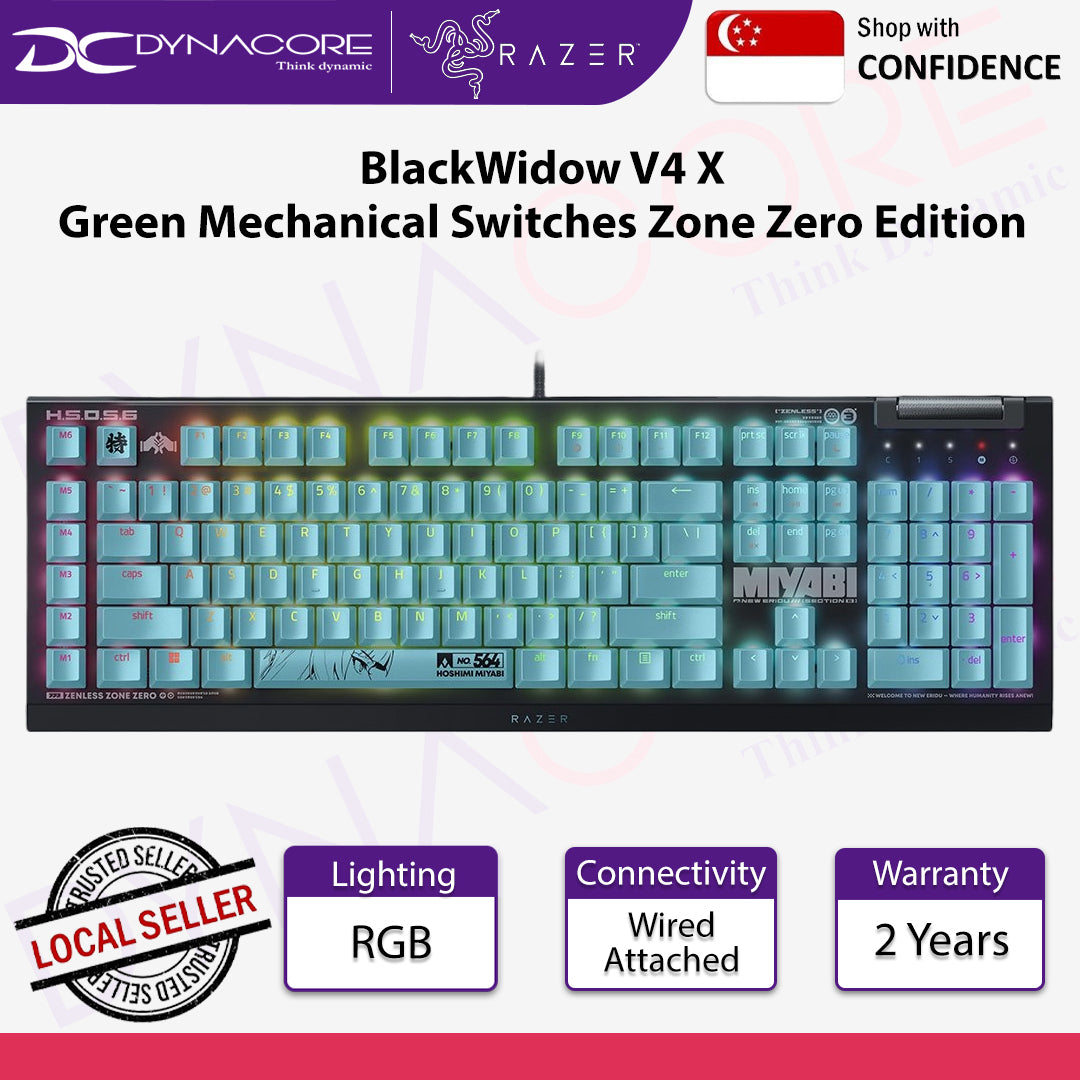 Razer BlackWidow V4 X Green Switches Mechanical Gaming Keyboard Zenless Zone Zero Edition - 8907910073990