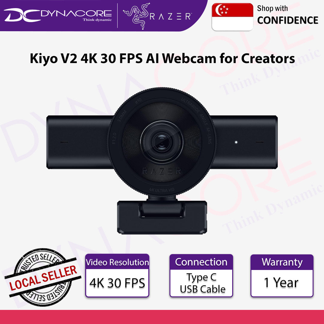 Razer Kiyo V2 4K 30 FPS AI Webcam for Creators - 8887910000526