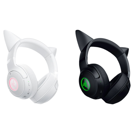 Razer Kraken Kitty V2 BT Wireless Bluetooth RGB Headset with Kitty Ears - Black / White Edition - 8887910060995 / 8887910061015
