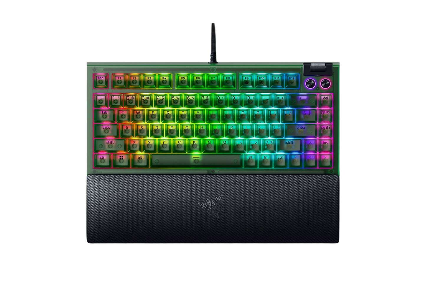 Razer BlackWidow V4 75% swappable Mechanical Gaming Keyboard Phantom Green & White Edition - 8887910072783 / 8887910073834