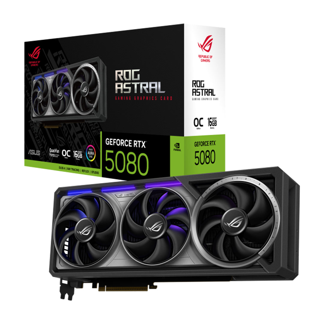 ASUS ROG ASTRAL RTX5080 O16G GAMING TRIPLE FAN GDDR7 GPU - 4711387837917