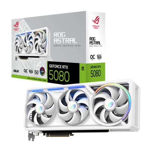 ASUS ROG Astral GeForce RTX™ 5080 16GB GDDR7 WHITE OC Edition Graphics Card