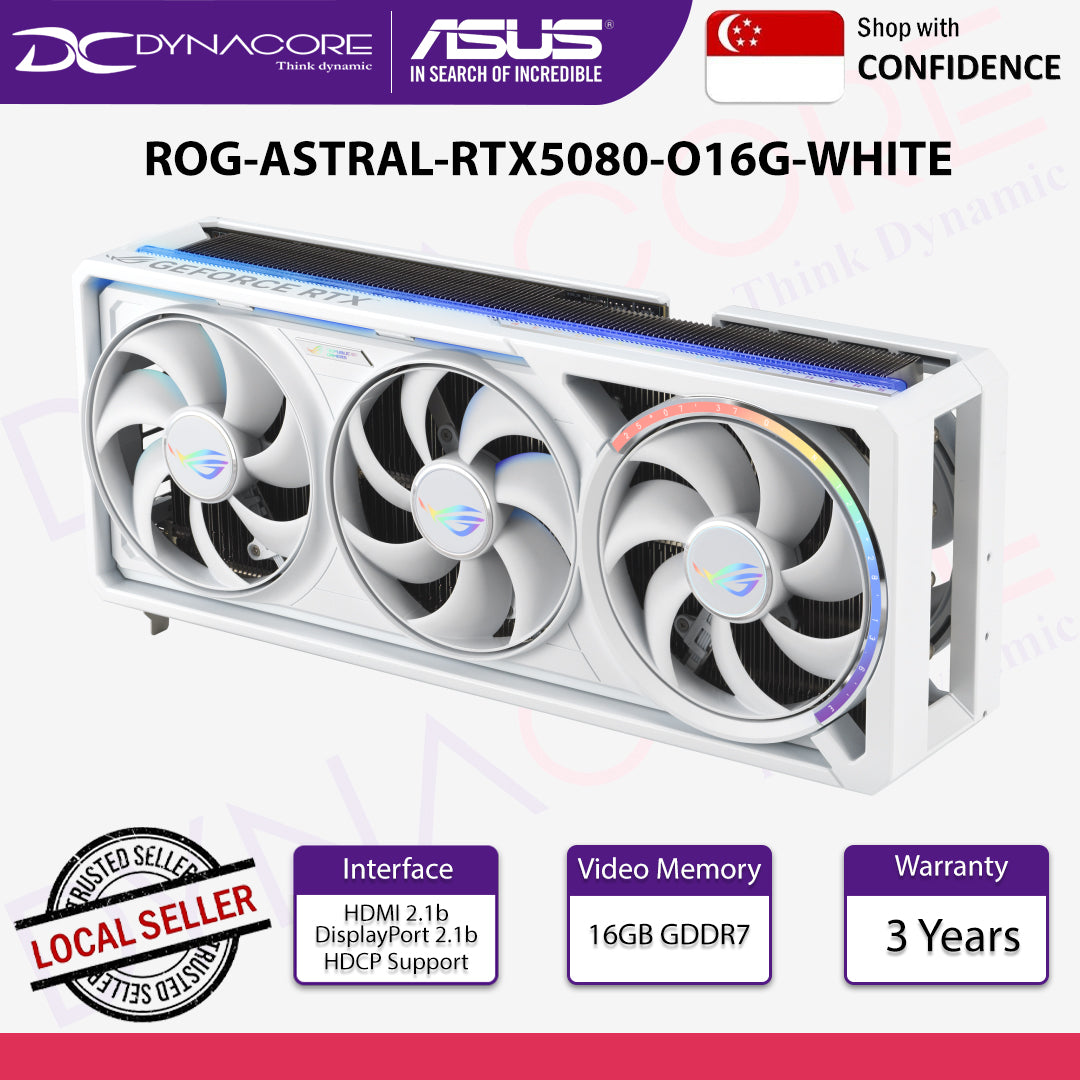 ASUS ROG Astral GeForce RTX™ 5080 16GB GDDR7 WHITE OC Edition Graphics Card