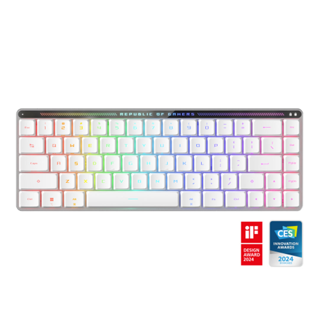 ASUS ROG FALCHION RX WHITE LOW PROFILE BLUE CLICKY KEYBOARD - 197105334656