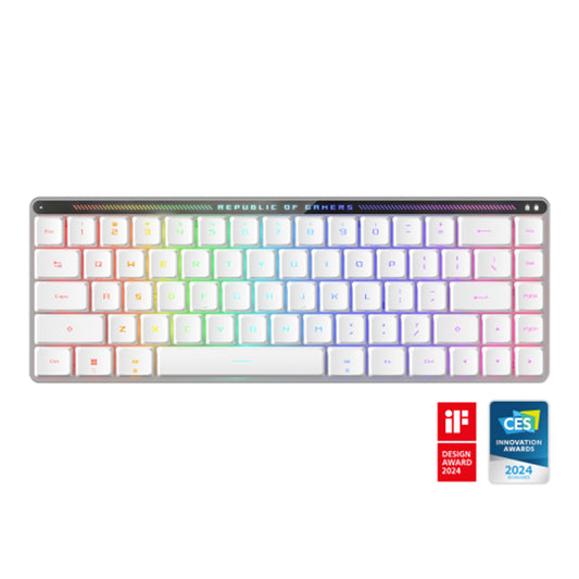 ASUS ROG FALCHION RX WHITE LOW PROFILE BLUE CLICKY KEYBOARD - 197105334656