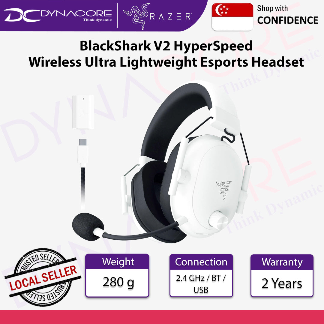 Razer BlackShark V2 HyperSpeed Wireless Ultra Lightweight Esports Headset White Edition - 8886419378204