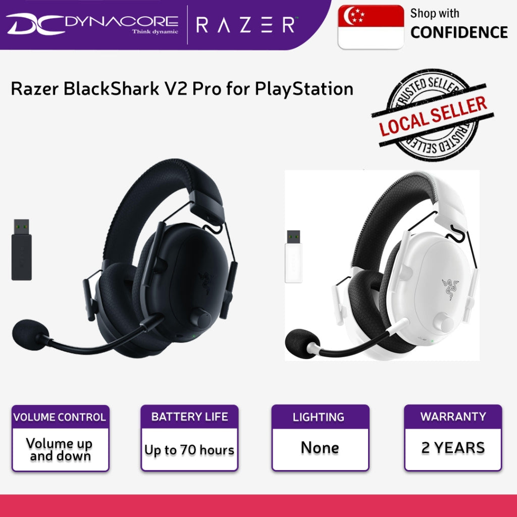 Razer BlackShark V2 Pro 2023 for PlayStation Wireless Console Esports Headset - Black  White - 8887910060704 / 8887910060728