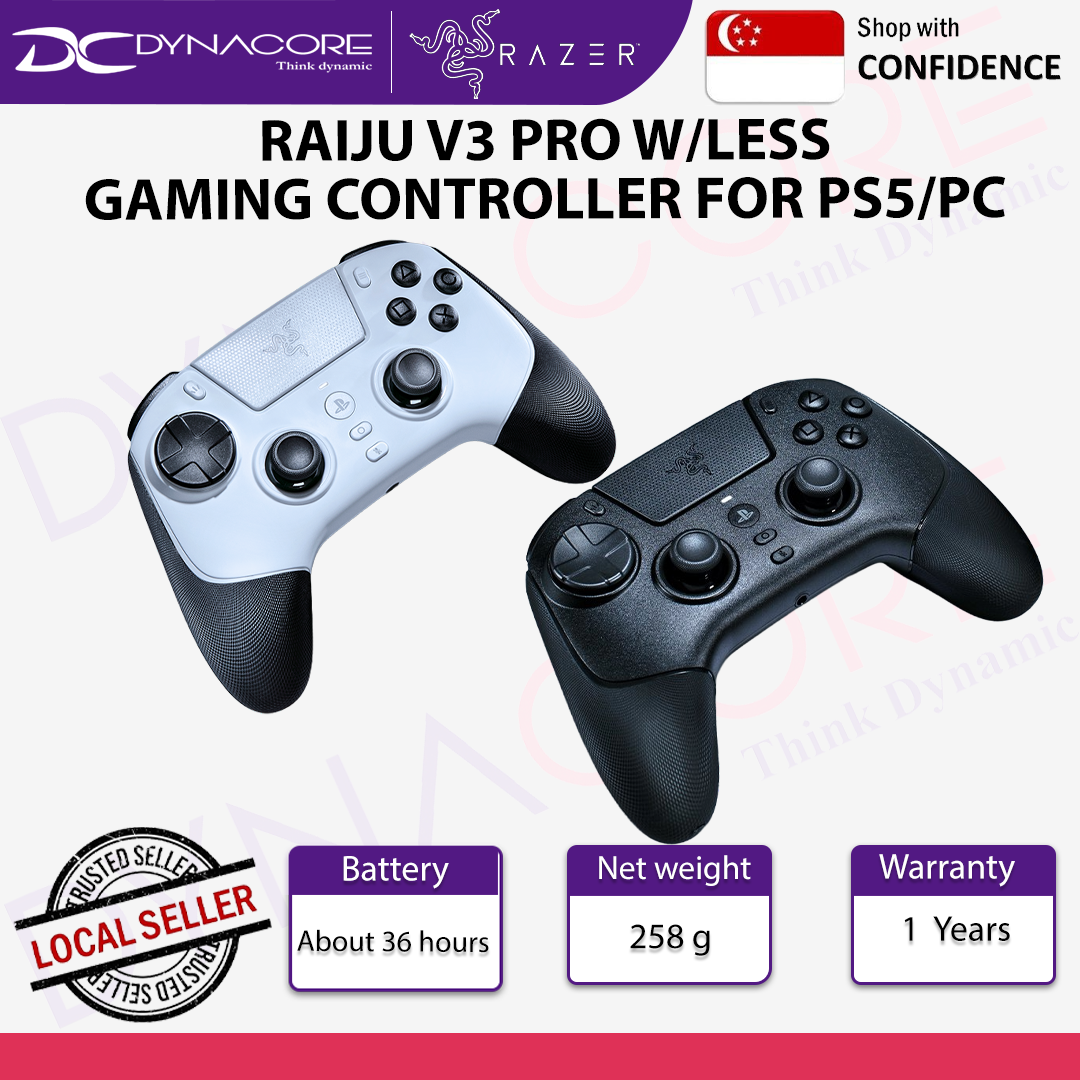 RAZER RAIJU V3 PRO W/LESS GAMING CONTROLLER FOR PS5/PC BLACK / WHITE - 8887910082133,8887910082195